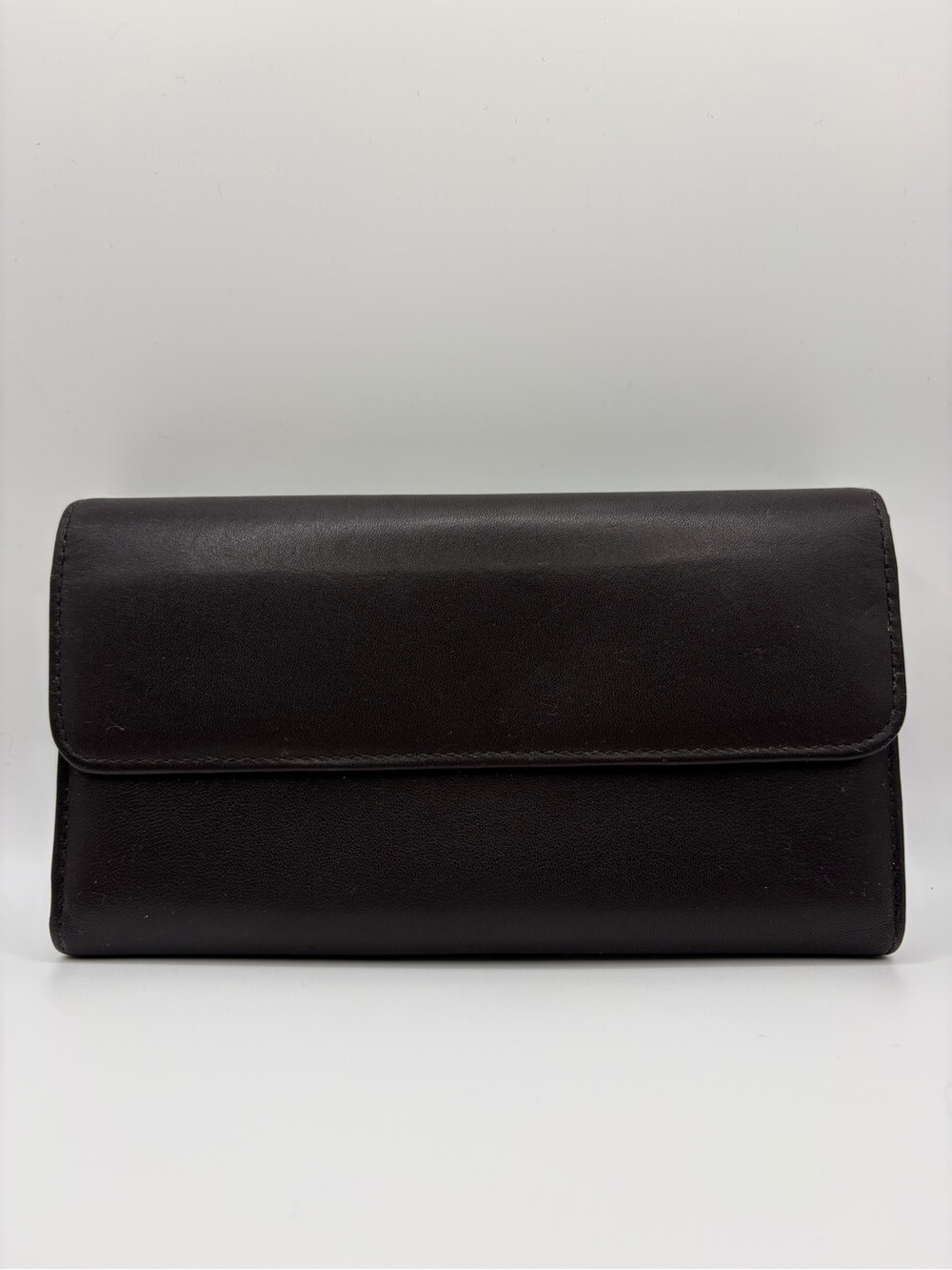 Dopp Black Satin Cowhide Leather Women's Checkbook Wallet w/Coinpurse